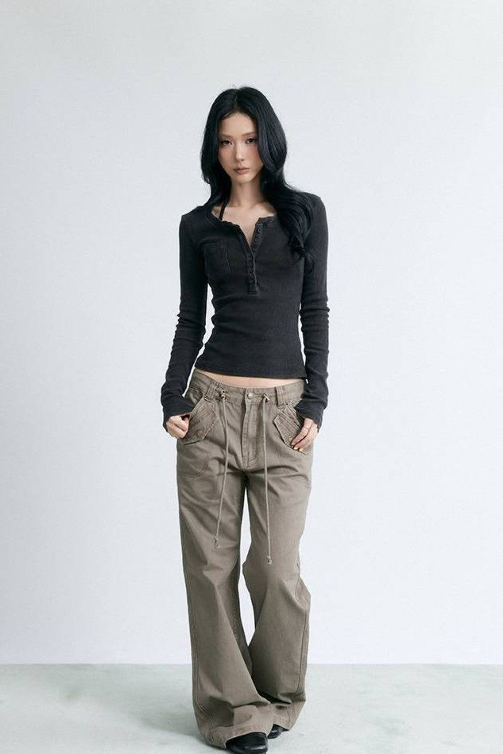 Washed Midnight Henley Top