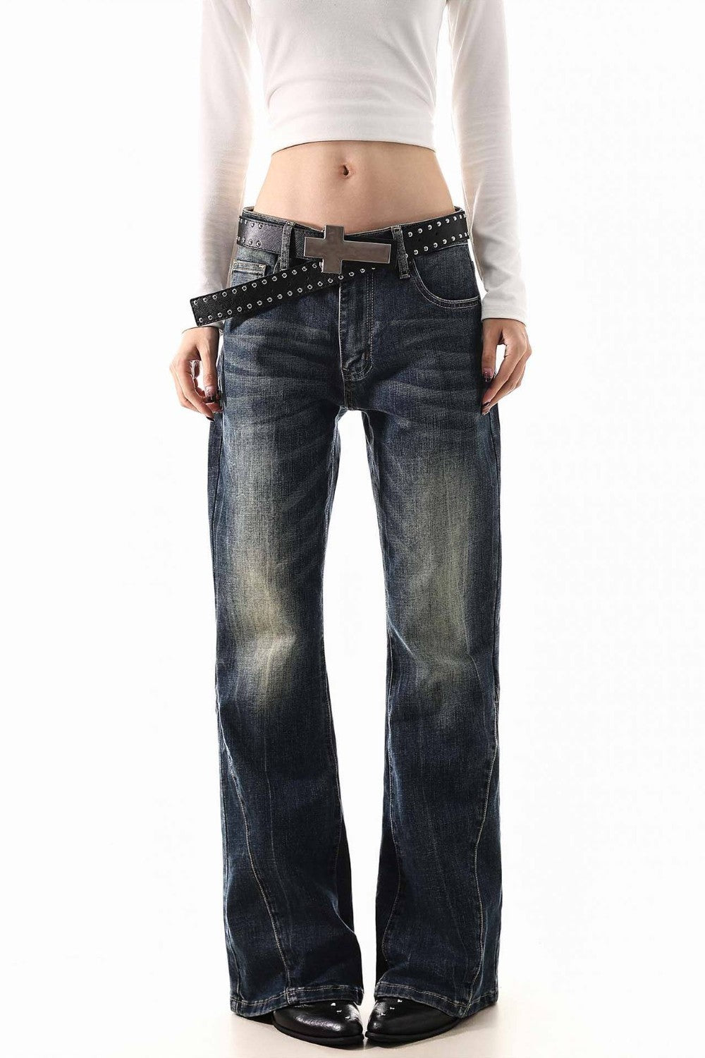 Y2K Angel Script Jeans