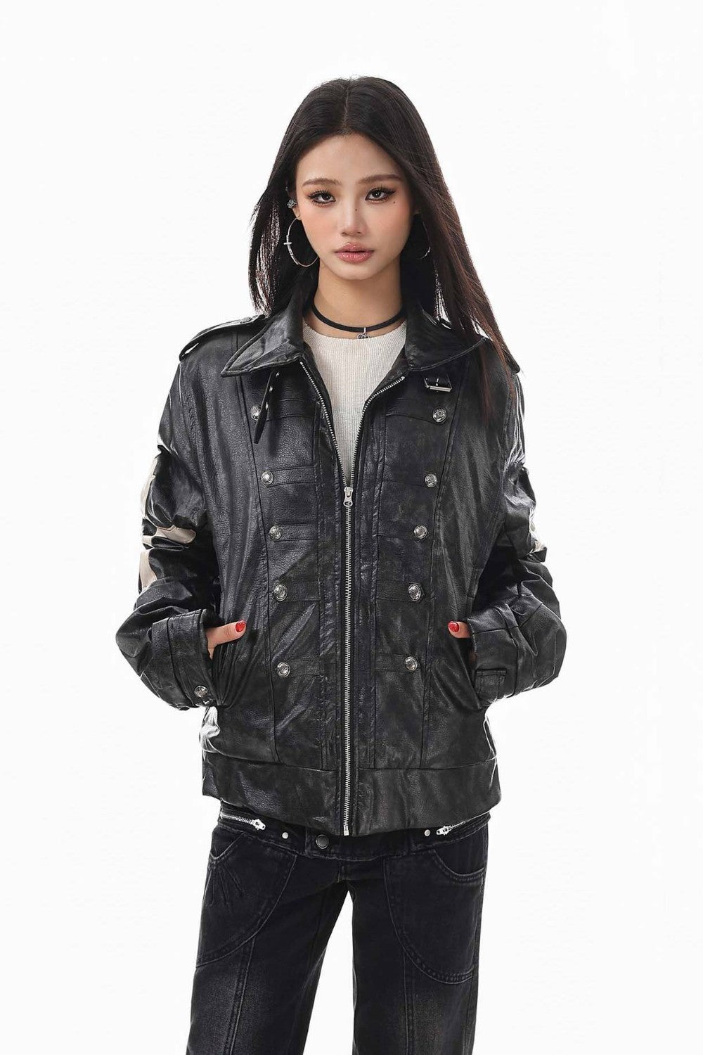 Slim Cross Leather Jacket