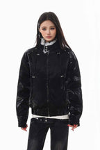 Raven Fur Collar Leather Jacket