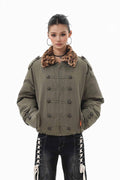 Leopard Collar Puffer Jacket