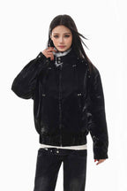 Raven Fur Collar Leather Jacket