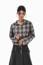 Tied Plaid Button-Up Shirt