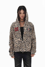 Leopard Script Hooded Jacket
