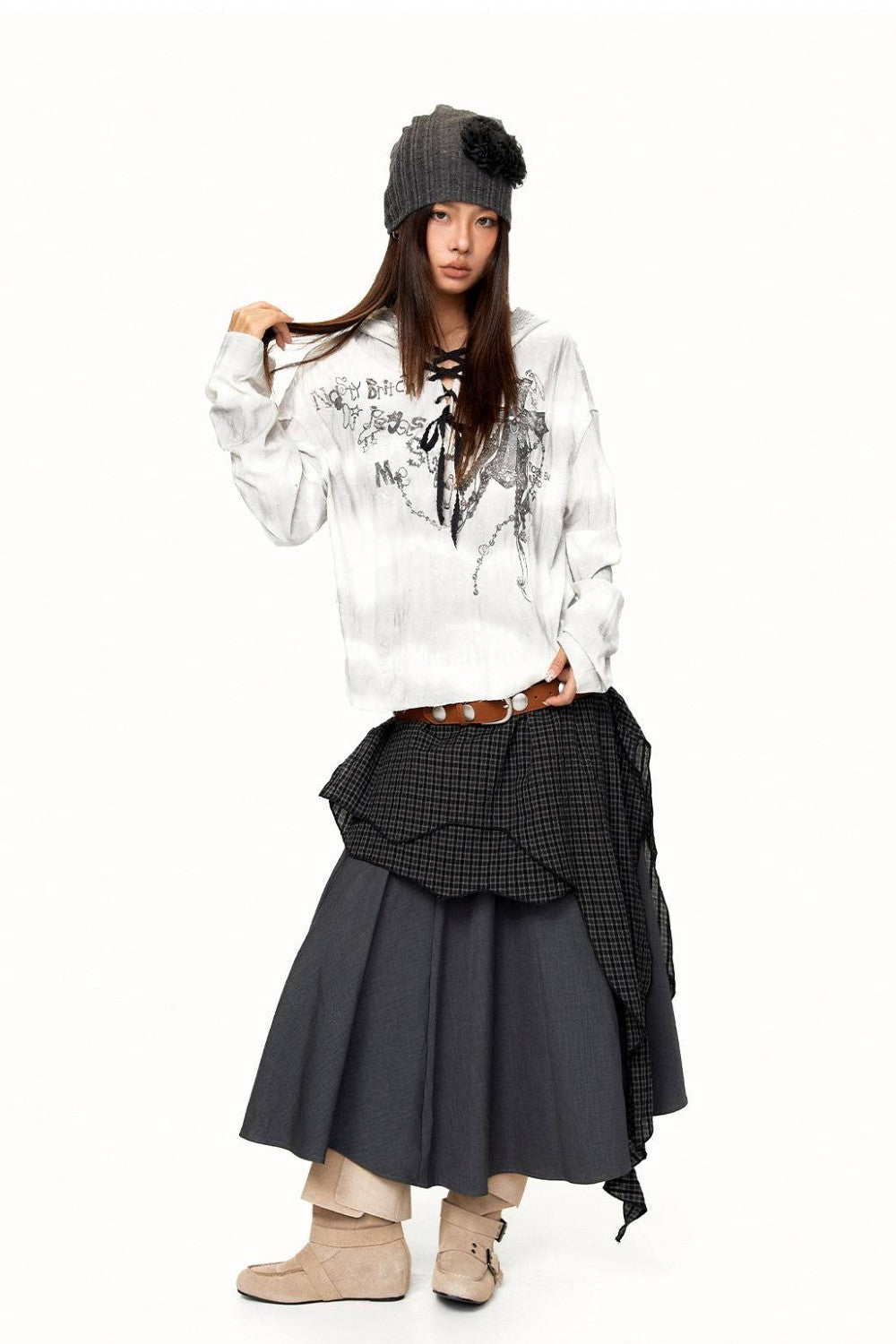 Ayla Asymmetric Plaid Skirt