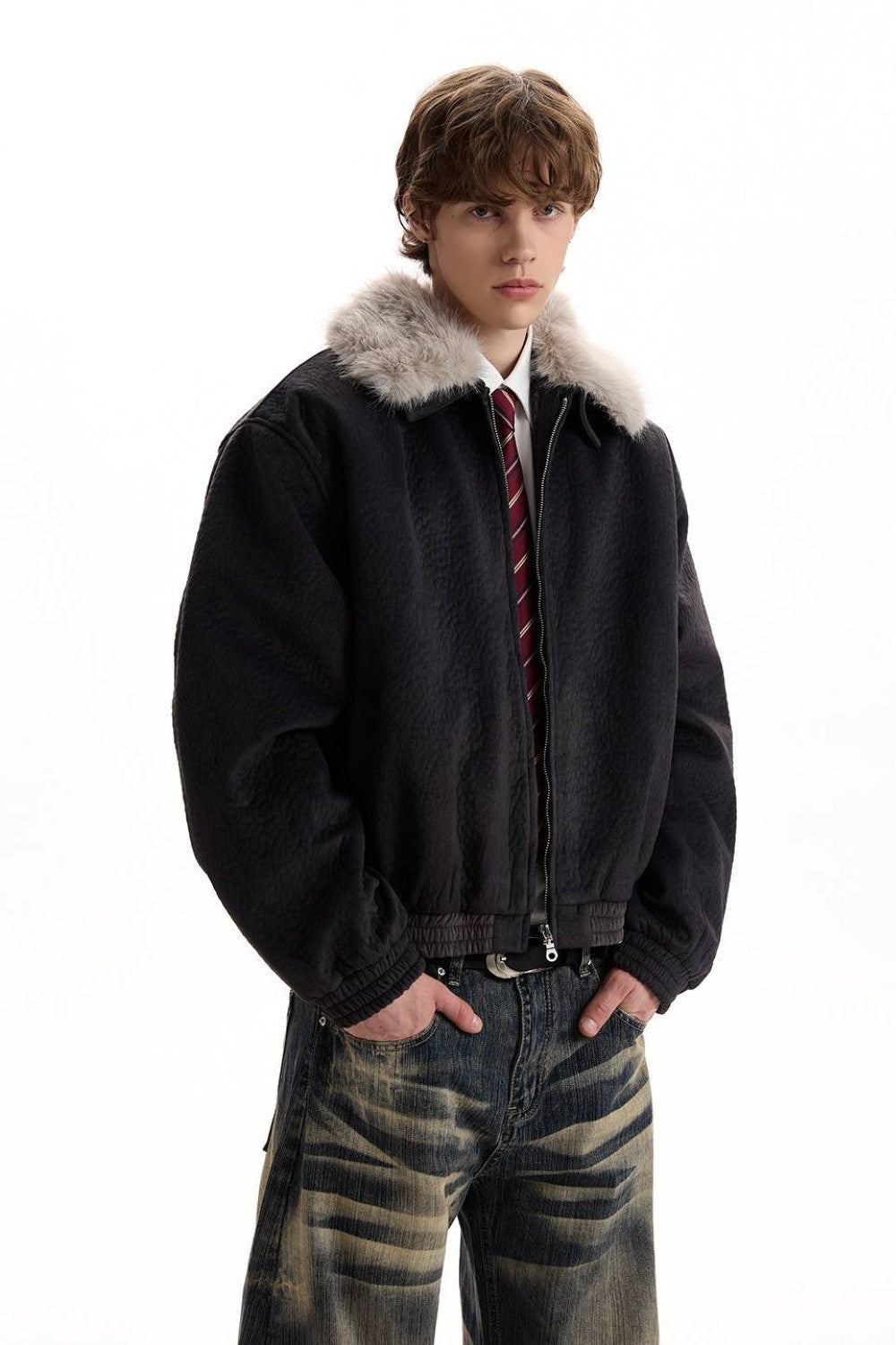Fur Collar Bomber Jacket