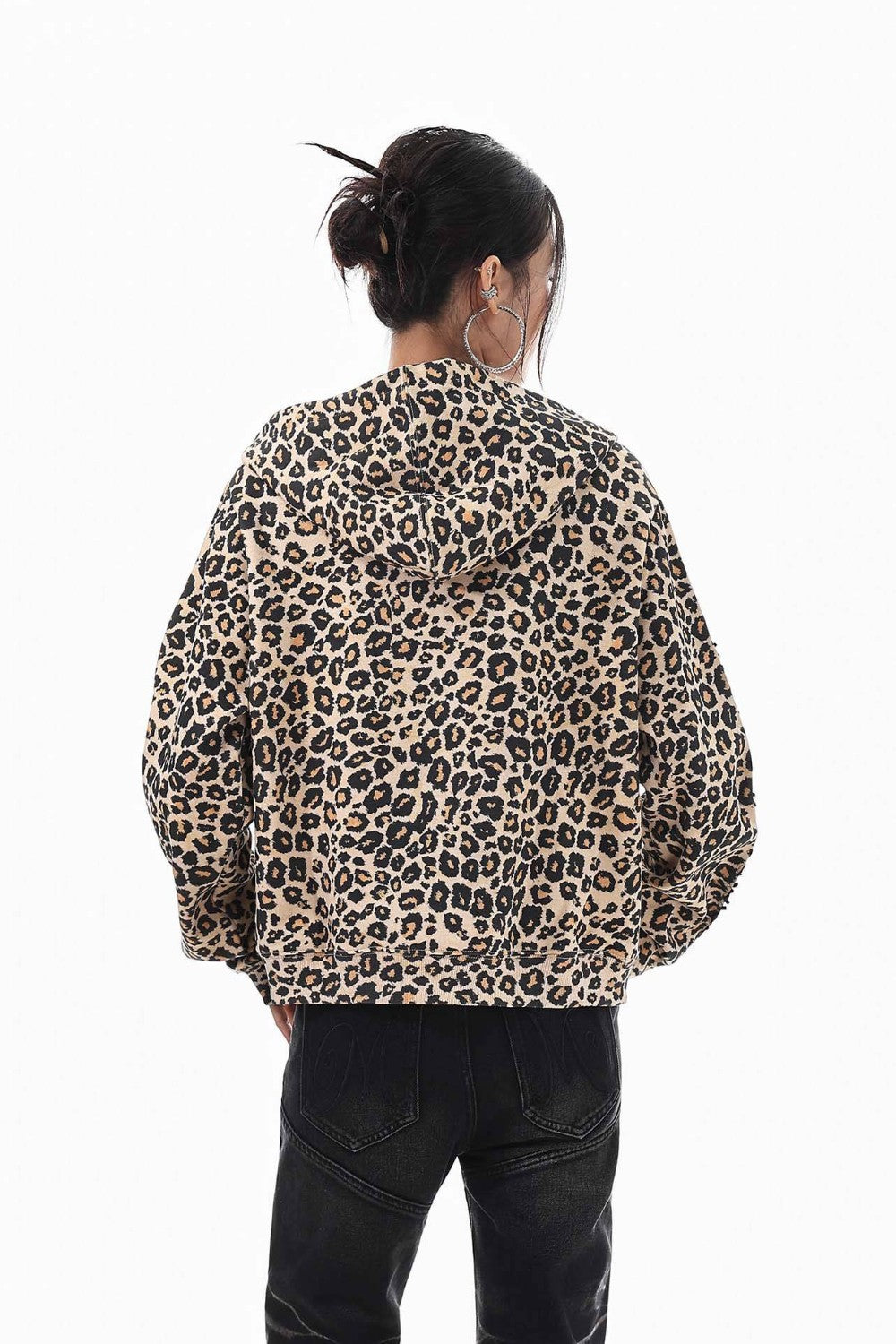 Leopard Script Hooded Jacket