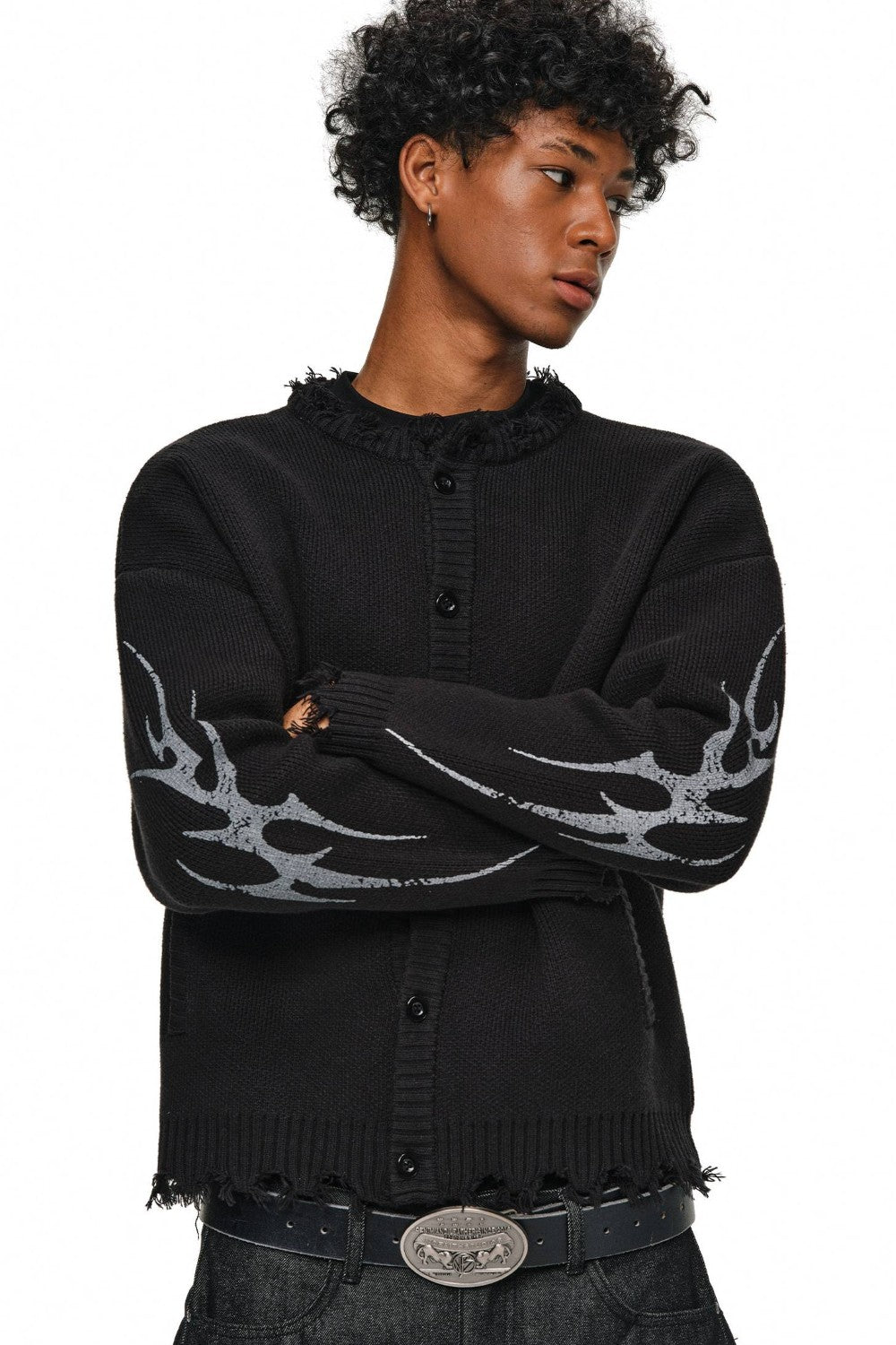 Frayed Drift Knit Cardigan