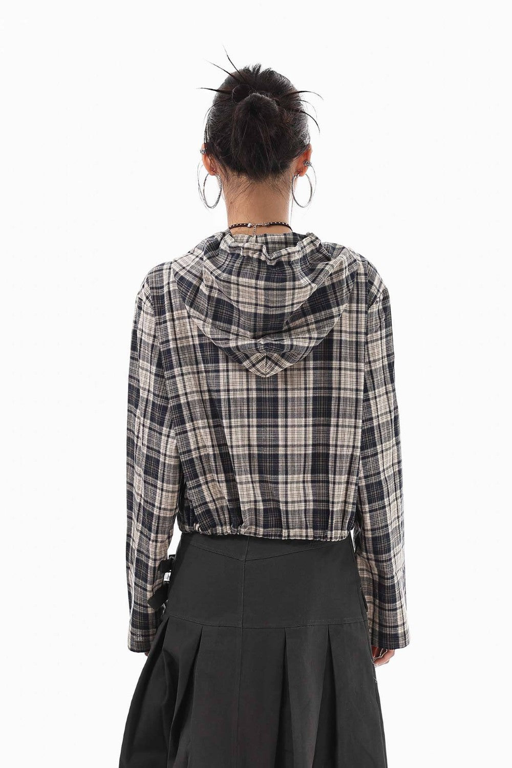 Tied Plaid Button-Up Shirt