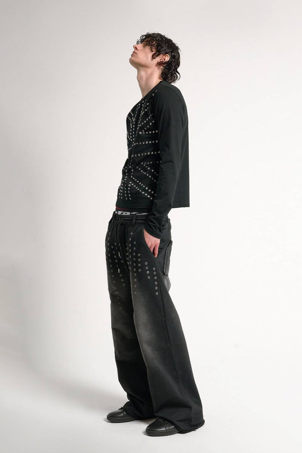 Faded Studded Baggy Sweatpants