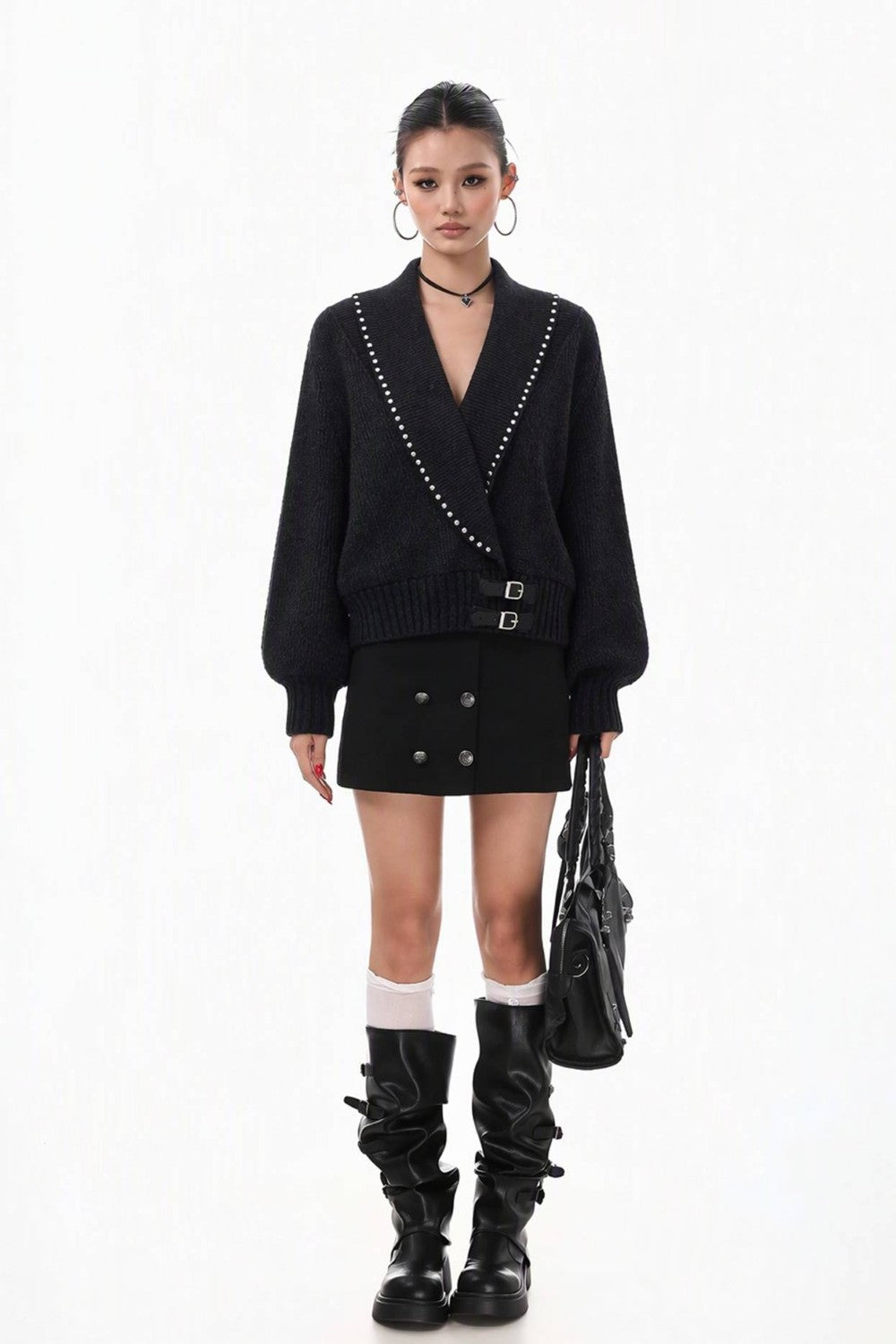 Vivian Buckle V-Neck Sweater