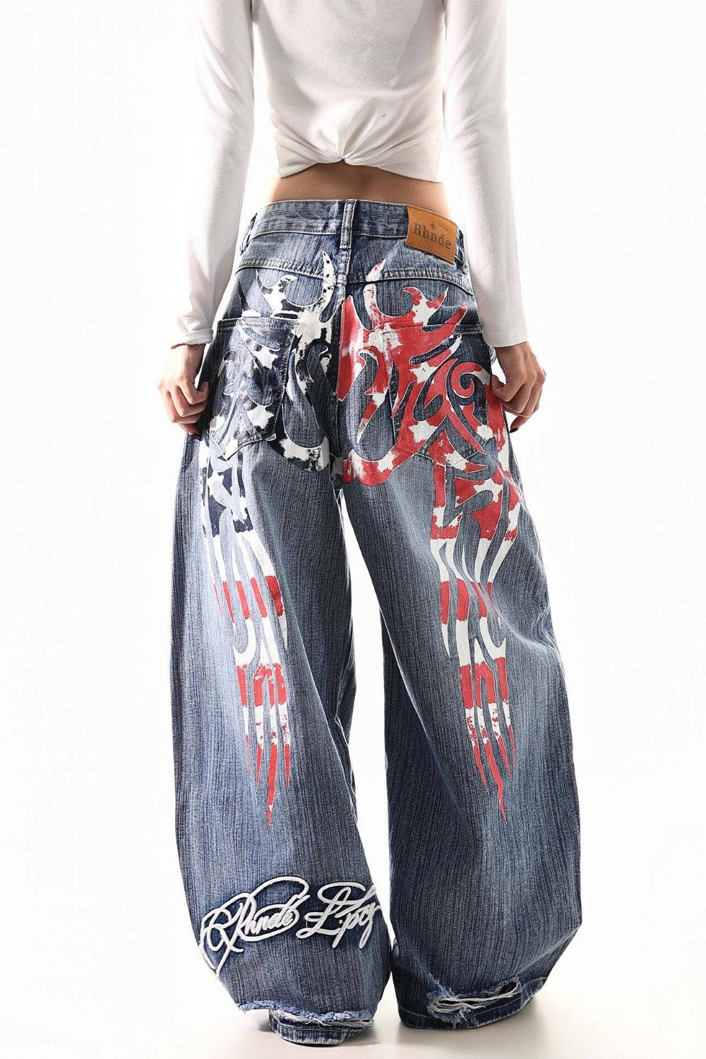 Washed Rebel Wide Jeans