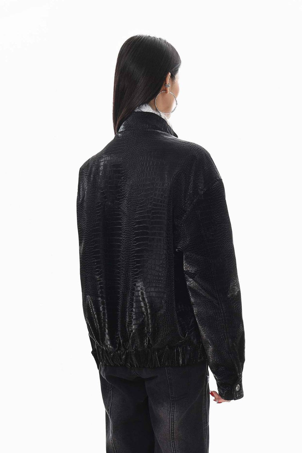 Raven Fur Collar Leather Jacket