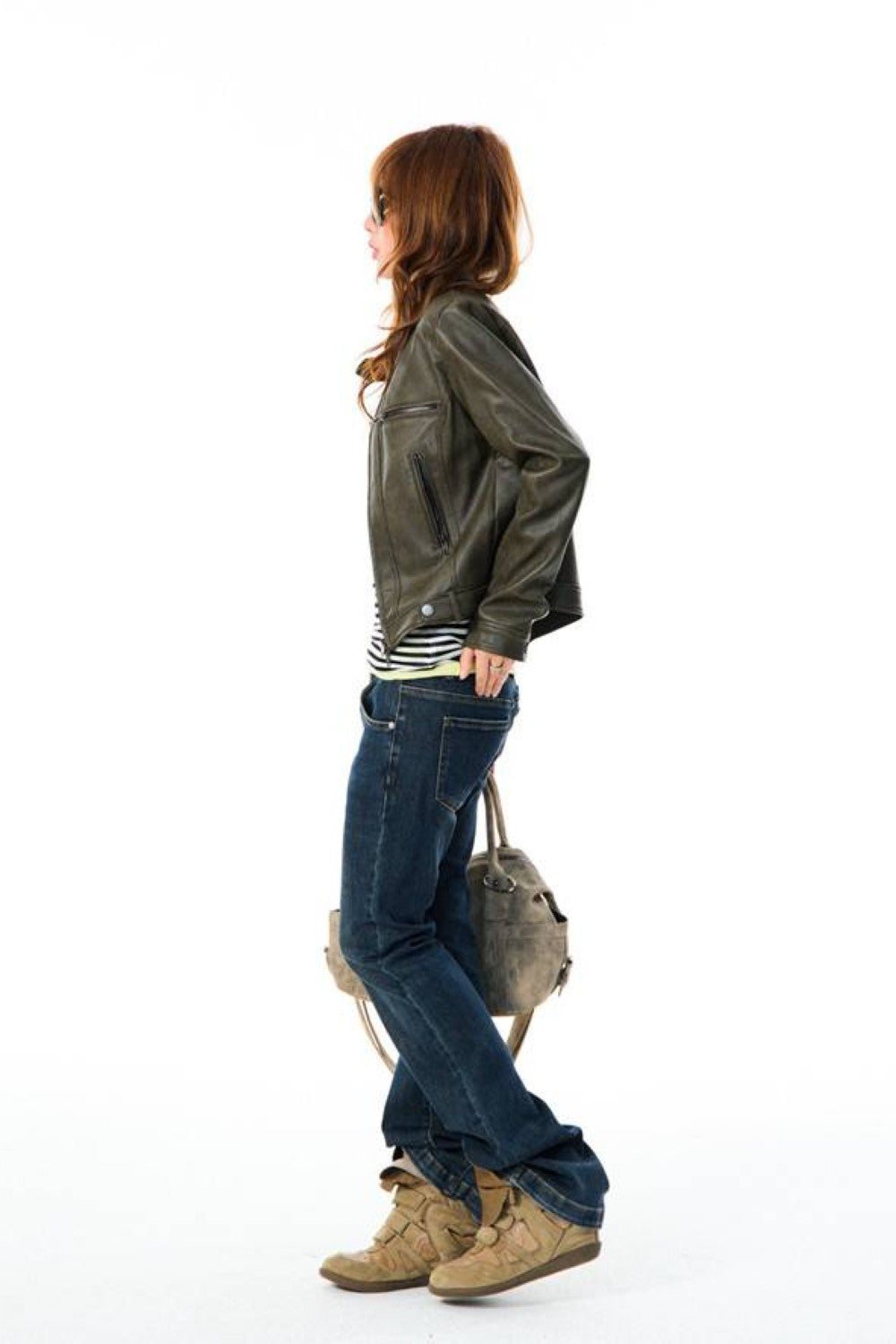 Vintage Olive Moto Jacket