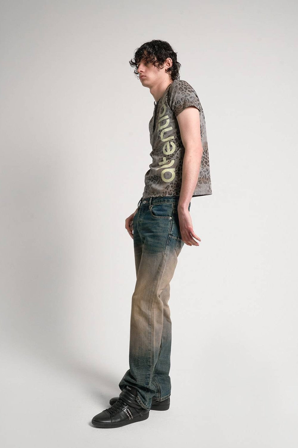 Leopard Wash Henley Shirt