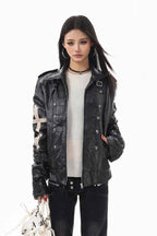 Slim Cross Leather Jacket