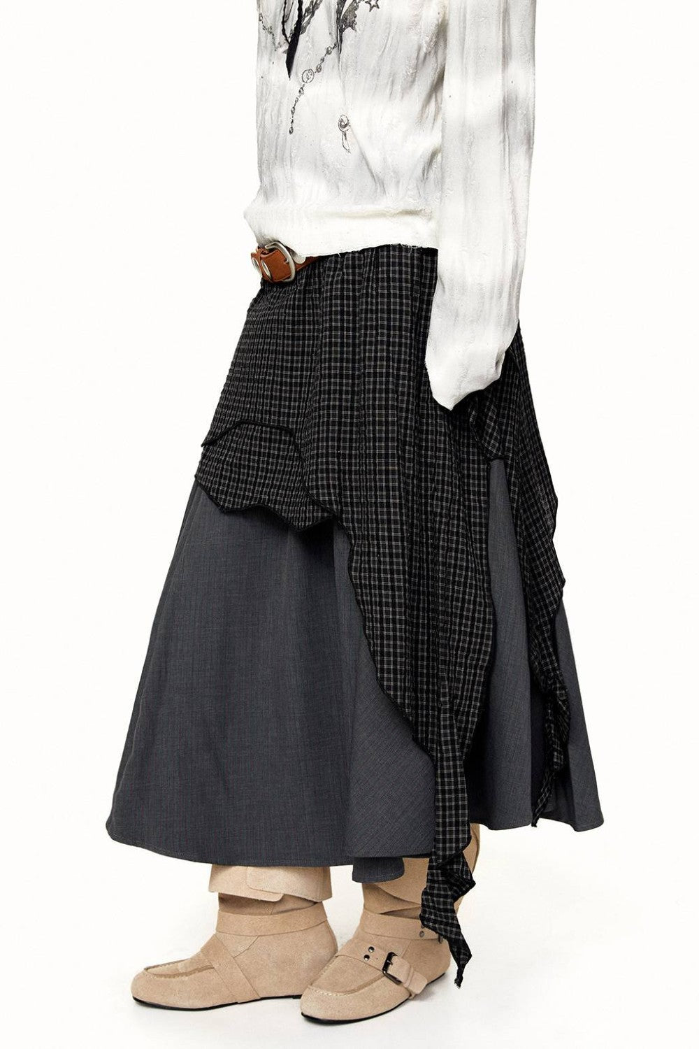 Ayla Asymmetric Plaid Skirt
