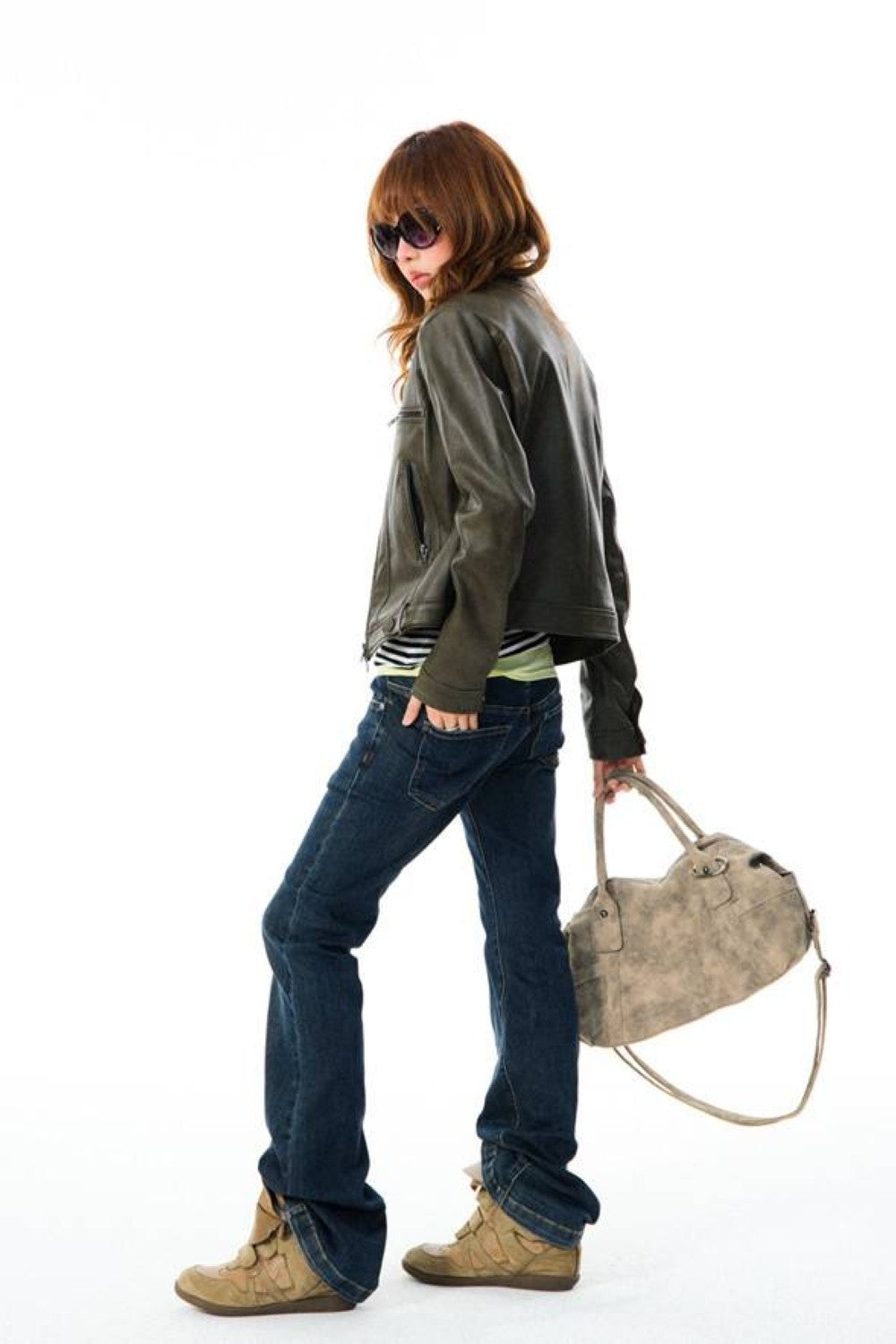 Vintage Olive Moto Jacket