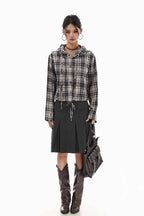 Tied Plaid Button-Up Shirt