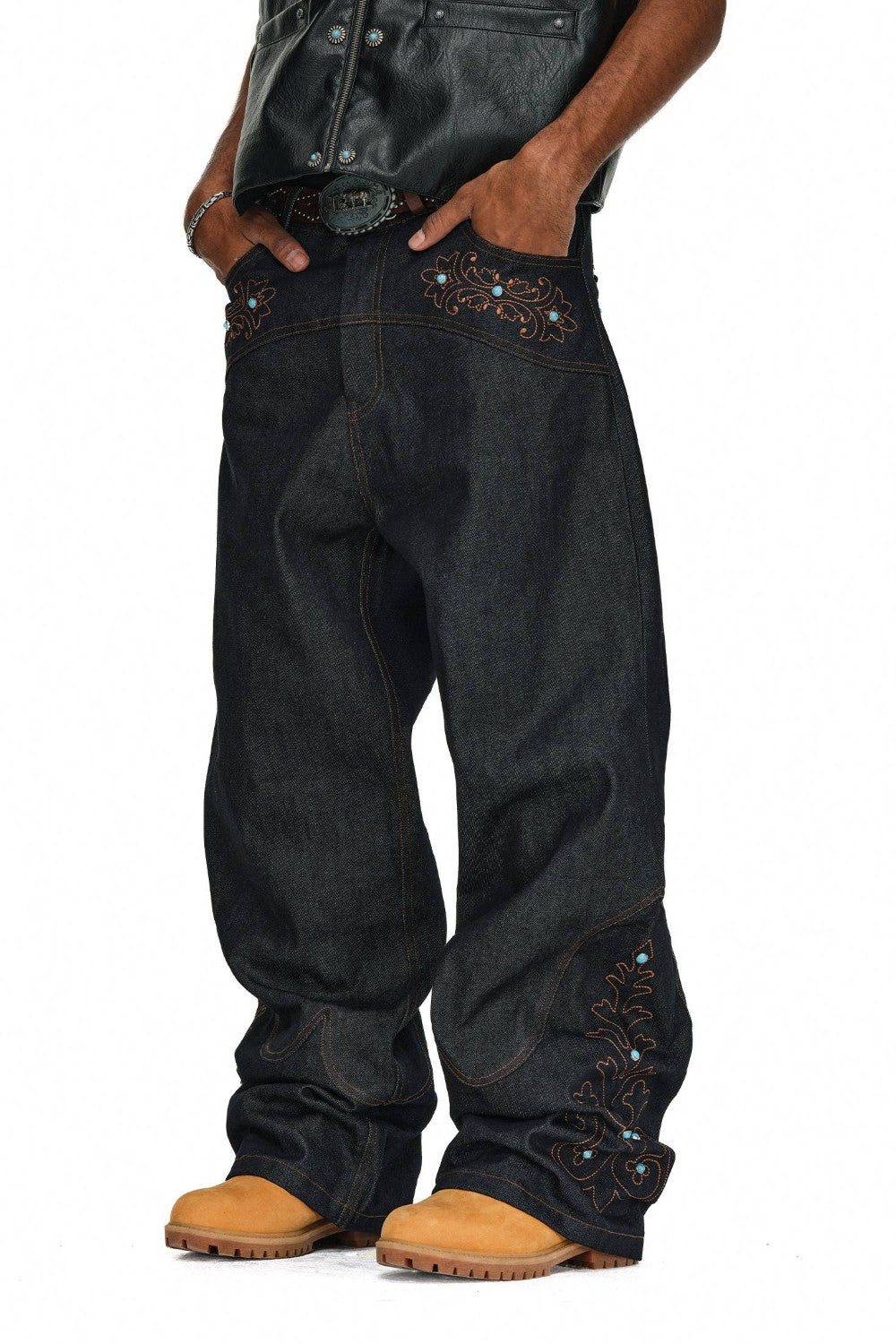 Western Embroidered Indigo Jeans