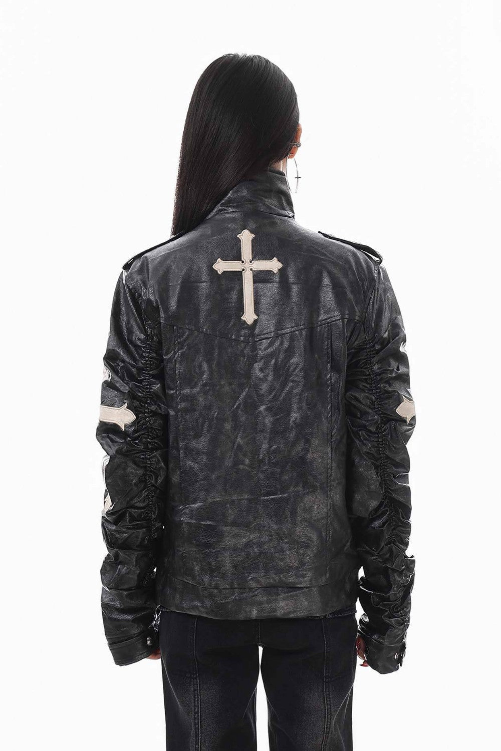 Slim Cross Leather Jacket