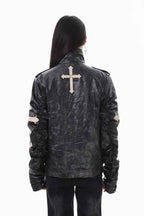 Slim Cross Leather Jacket