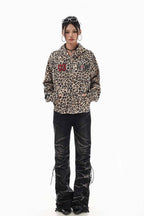 Leopard Script Hooded Jacket