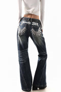 Y2K Angel Script Jeans