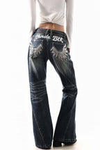 Y2K Angel Script Jeans