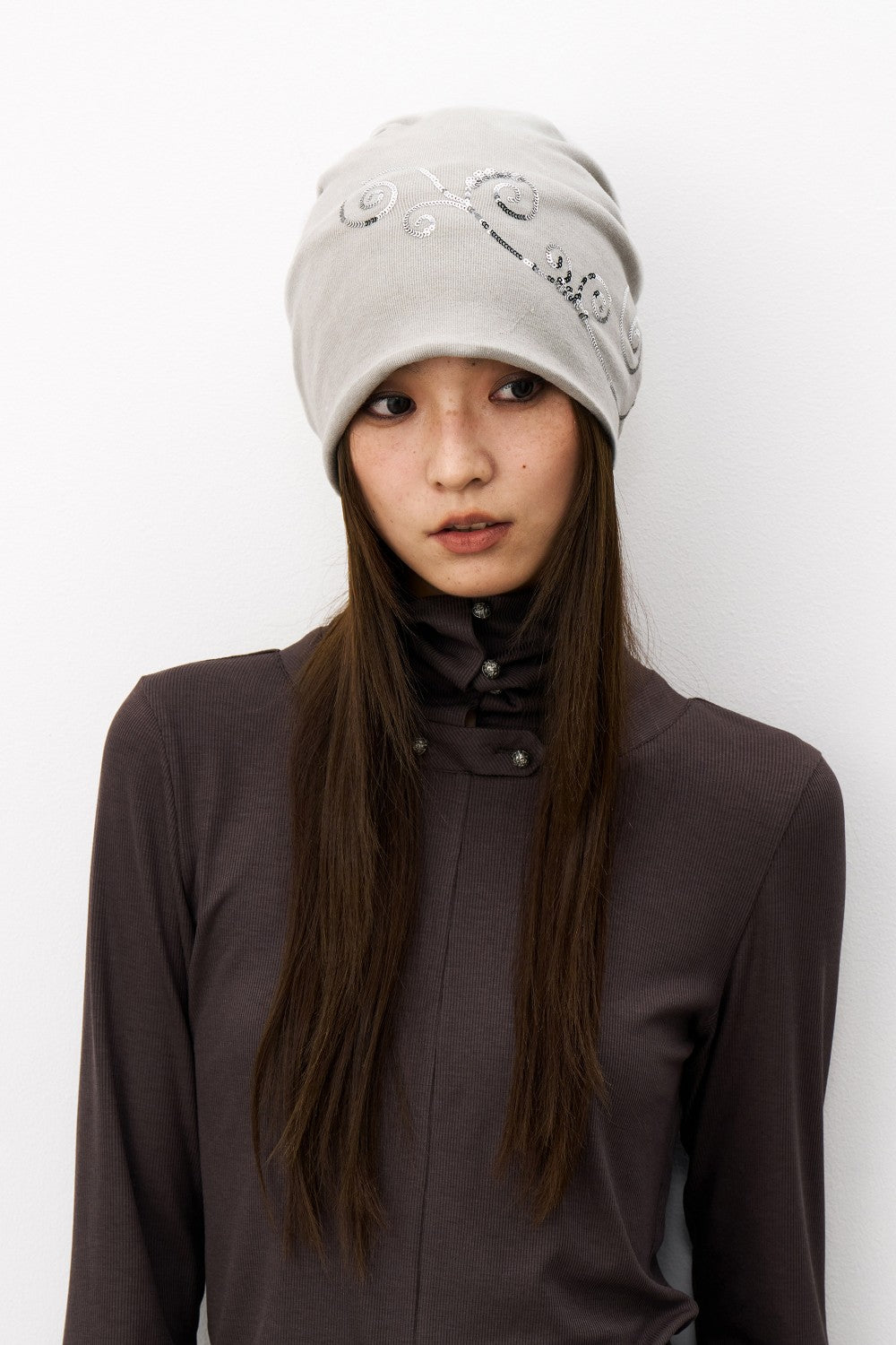 Sequin Swirl Knit Beanie