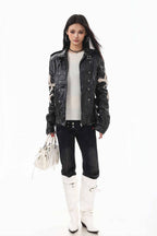 Slim Cross Leather Jacket
