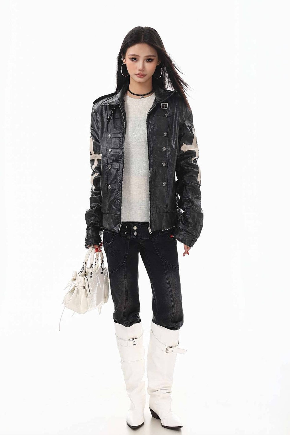 Slim Cross Leather Jacket