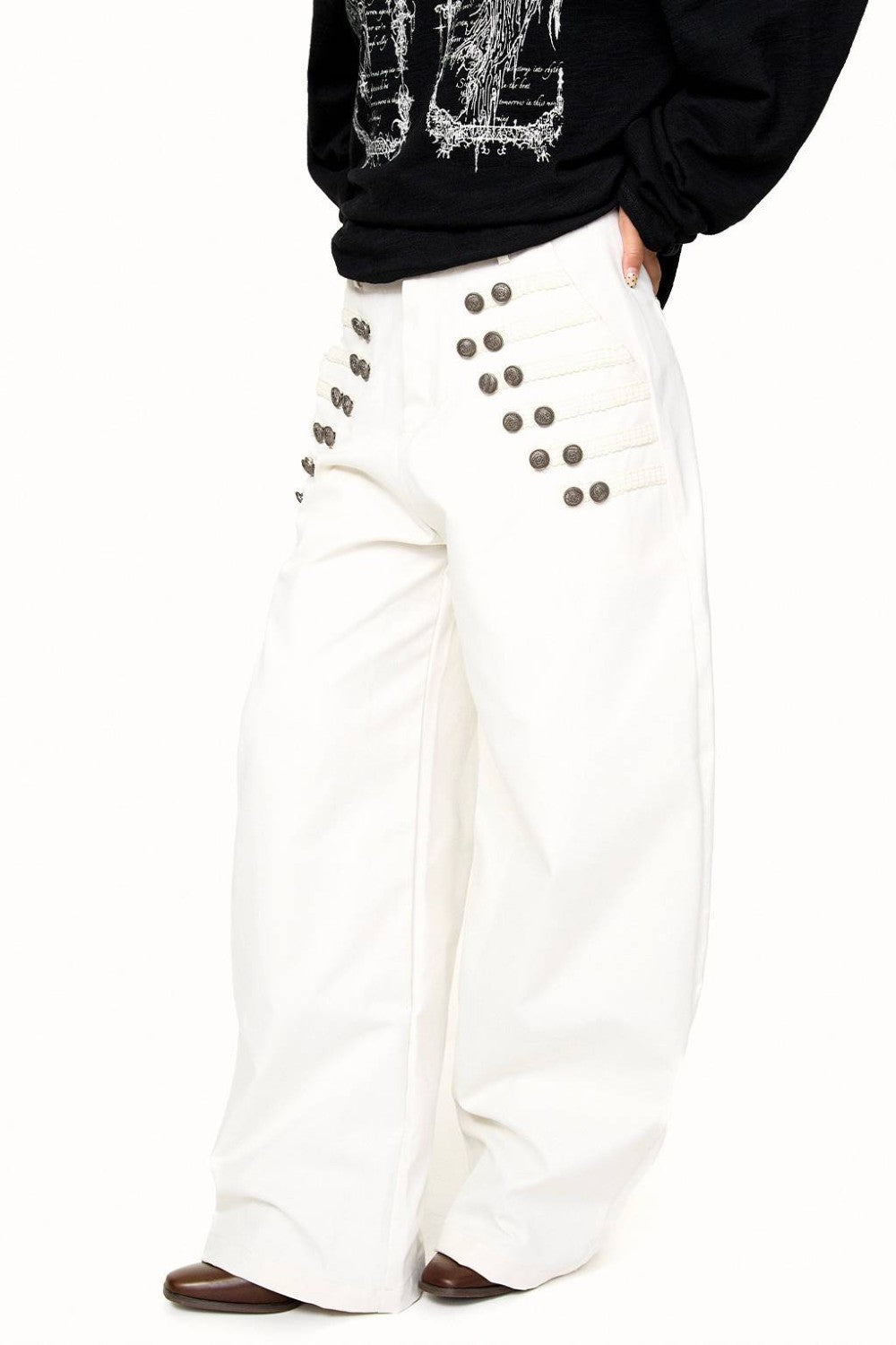 Siena Buttoned Wide-Leg Pants