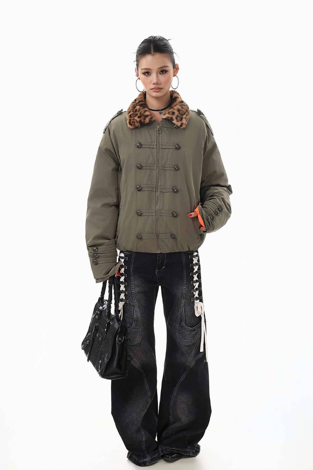 Leopard Collar Puffer Jacket