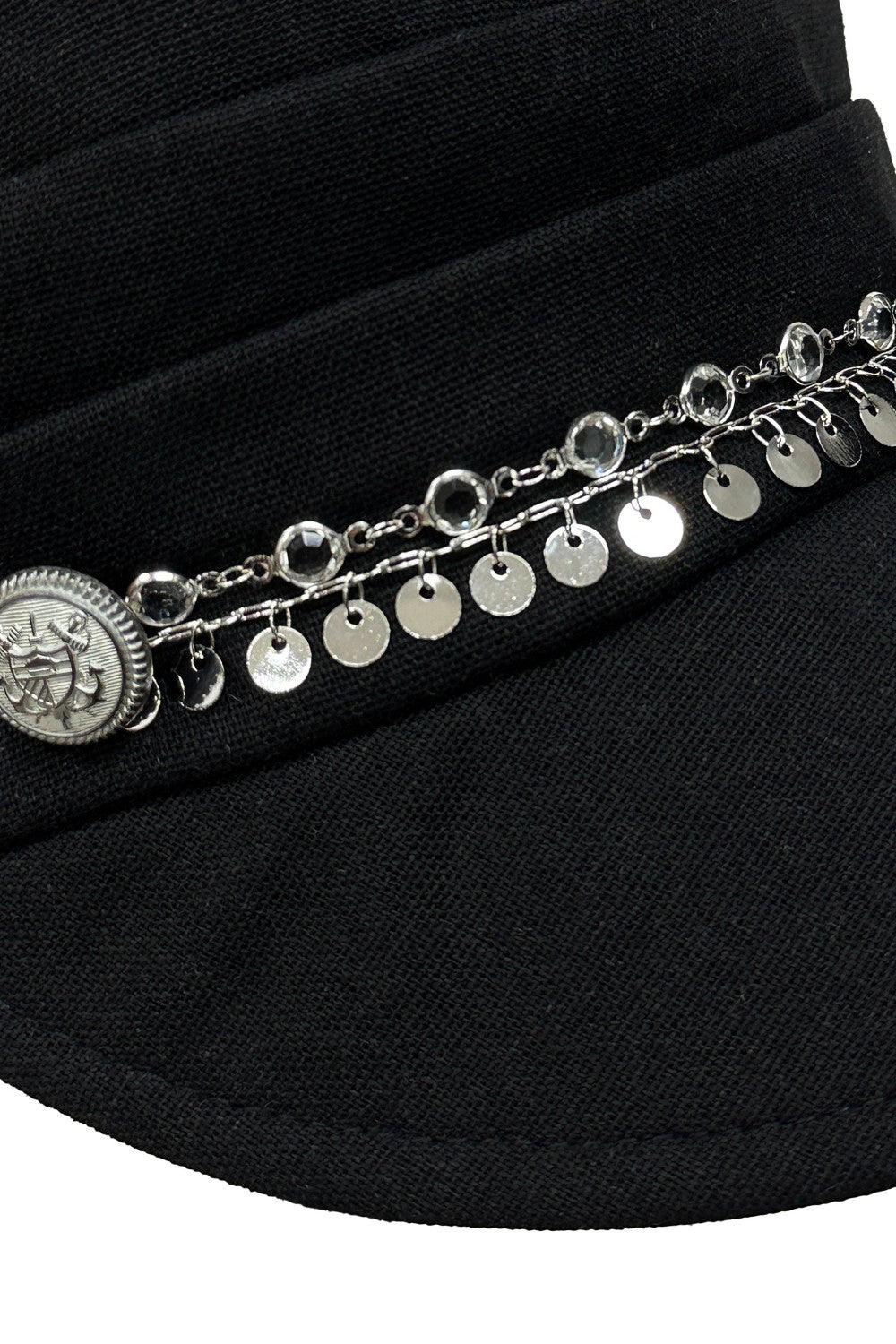 Embellished Silver Chain Cap
