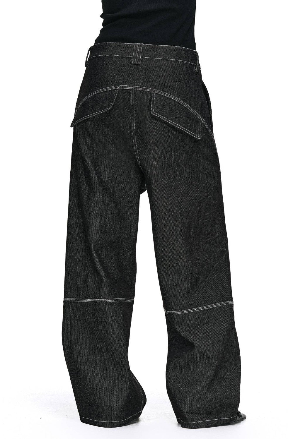Hook Closure Wide-Leg Jeans