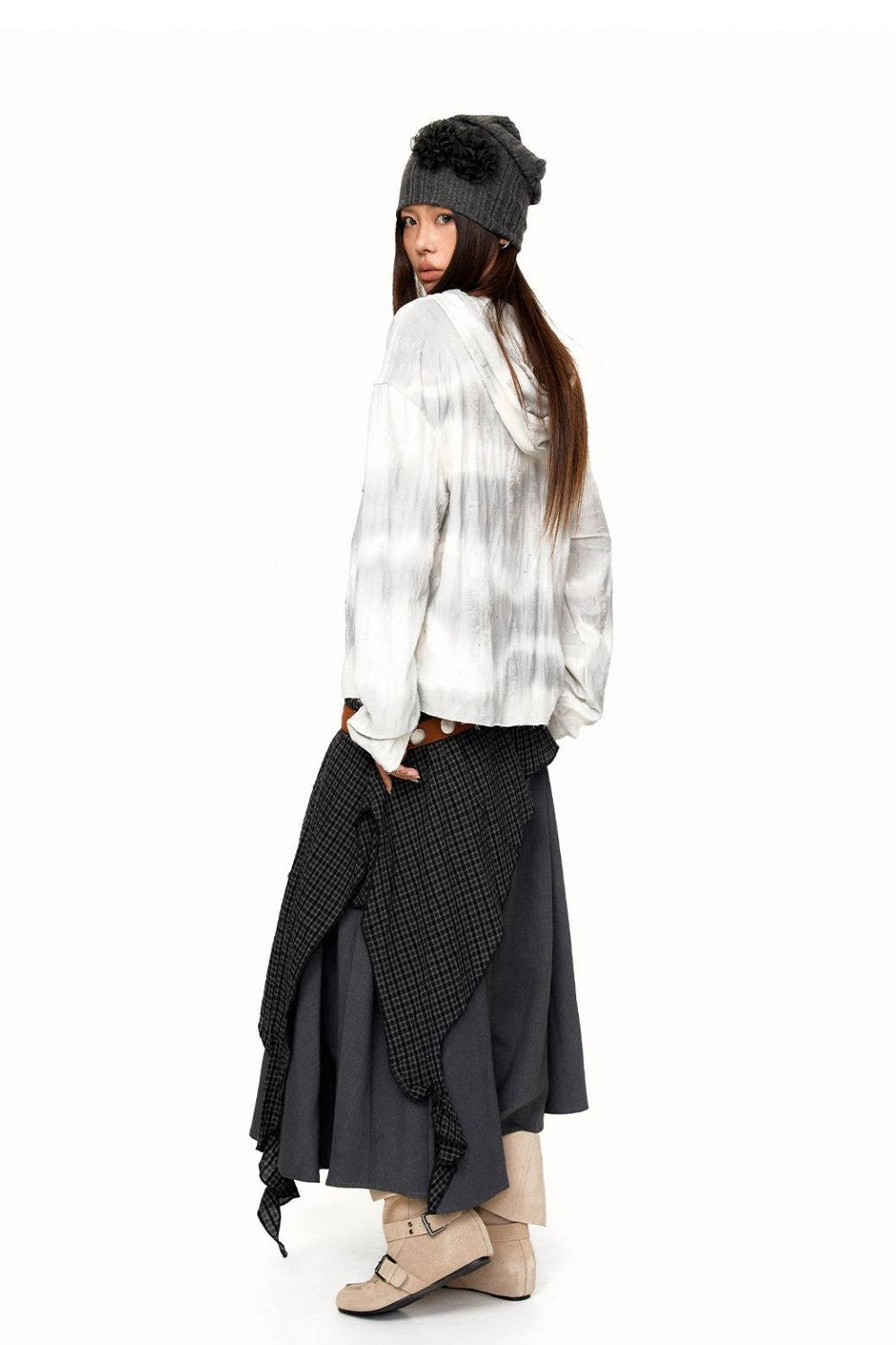 Ayla Asymmetric Plaid Skirt
