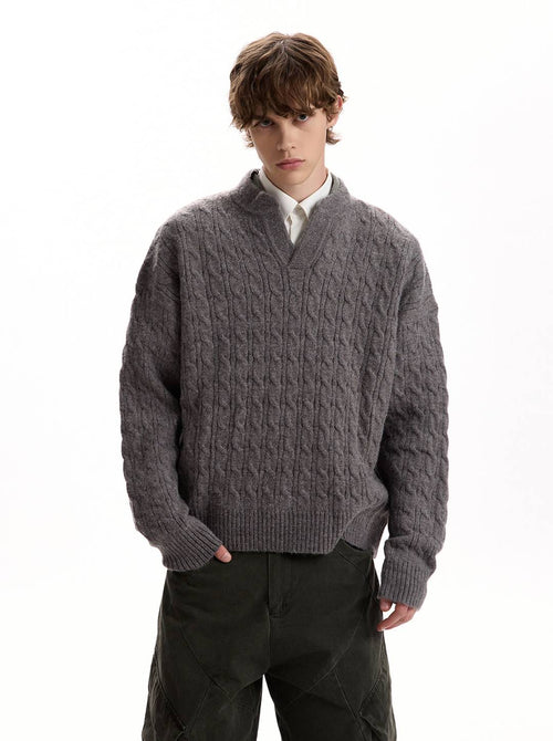 Cable Knit V-Neck Sweater