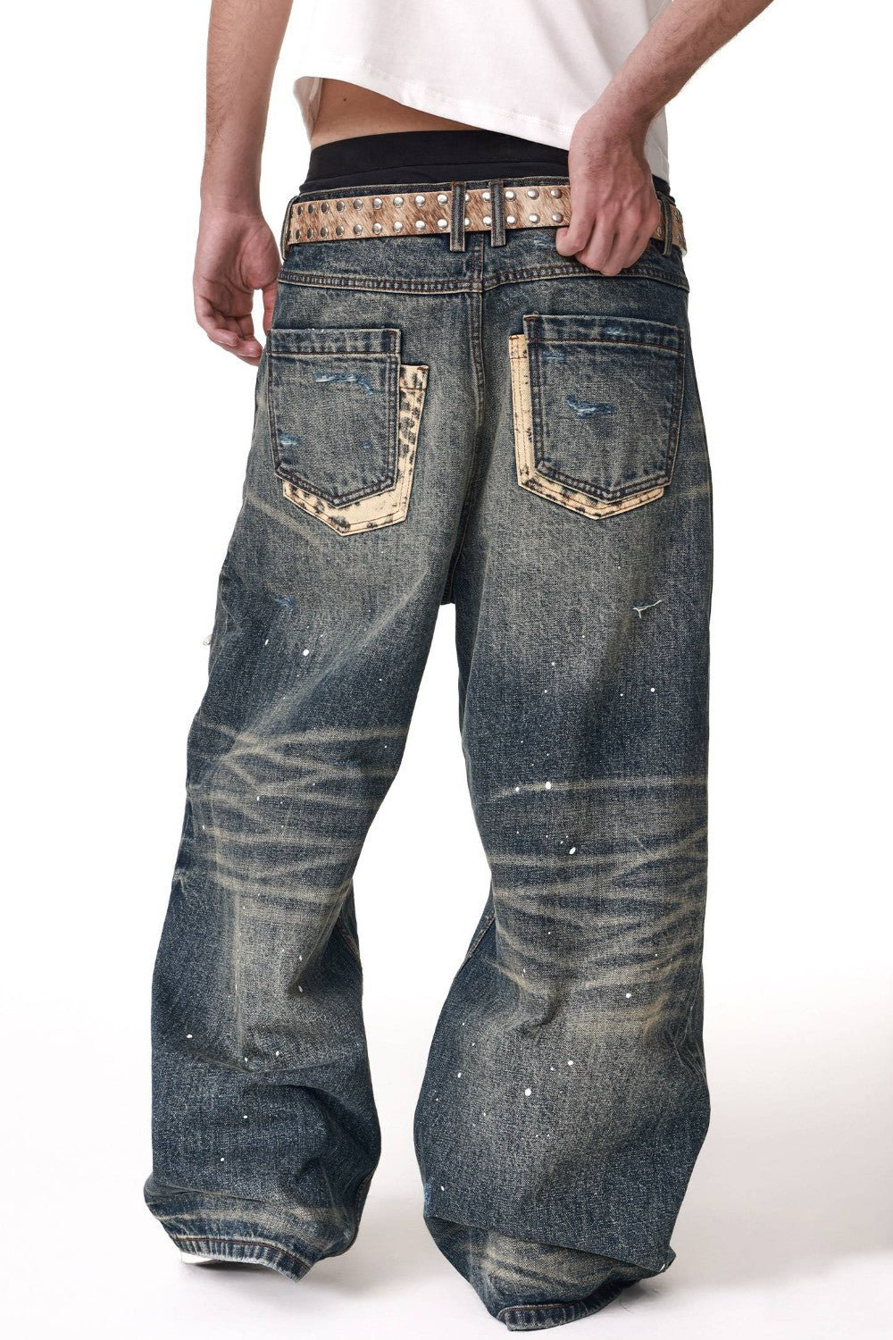 Ribbed Leopard Patch Jeans