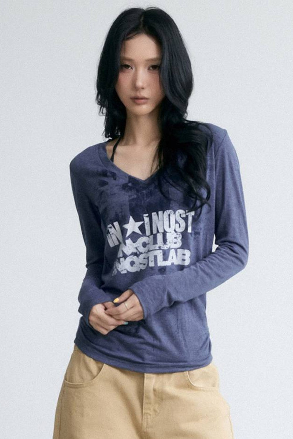 Echo Graphic V-Neck Top