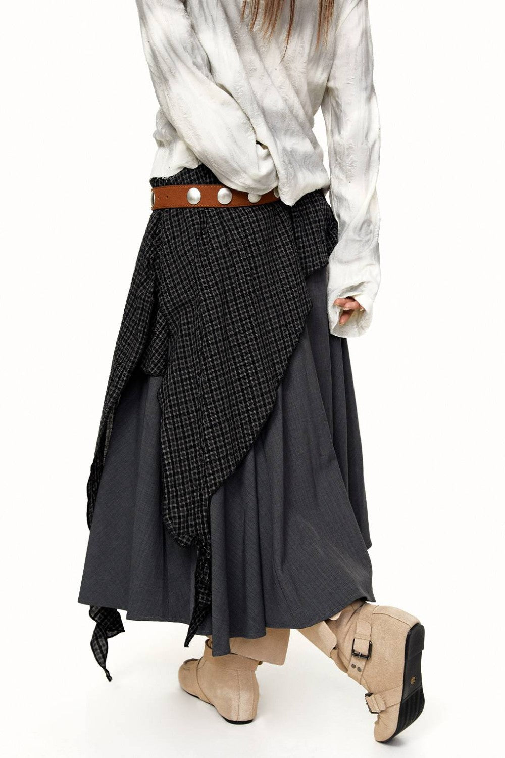 Ayla Asymmetric Plaid Skirt