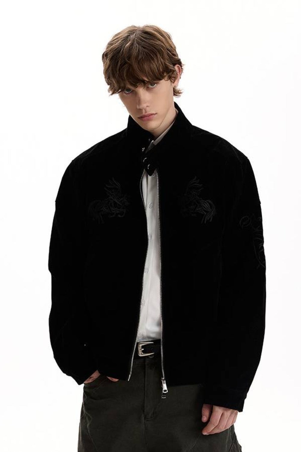 Dragon Embroidered Suede Jacket
