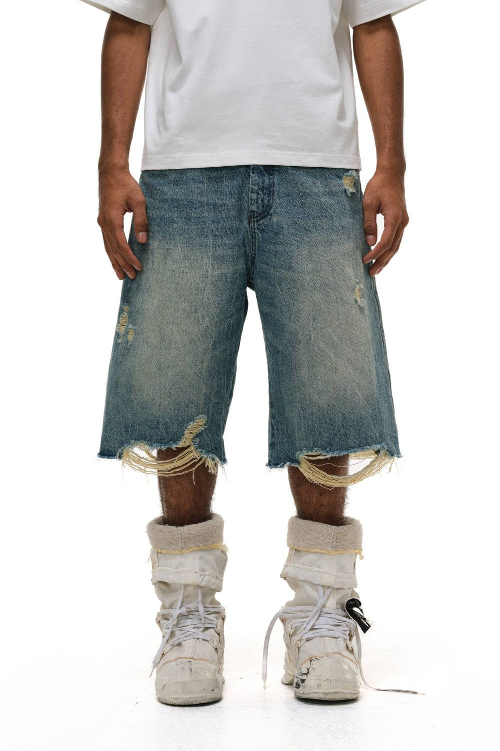 Leopard Patch Wide-Leg Jorts