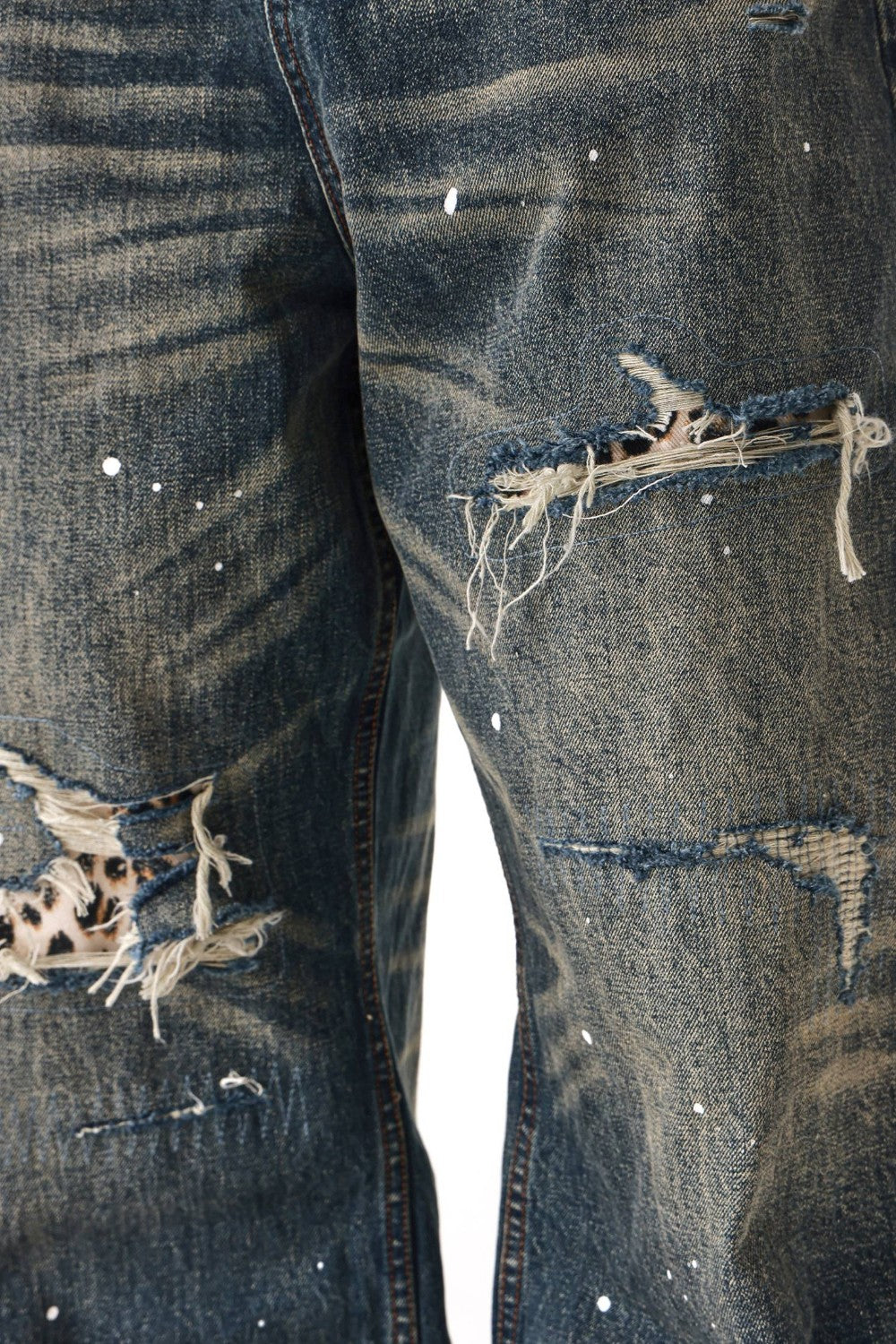 Ribbed Leopard Patch Jeans