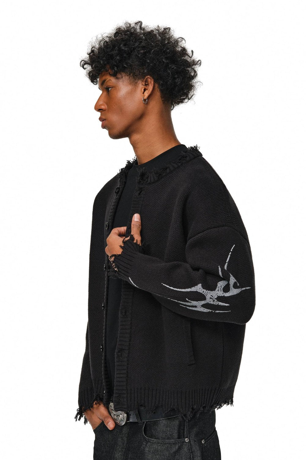 Frayed Drift Knit Cardigan