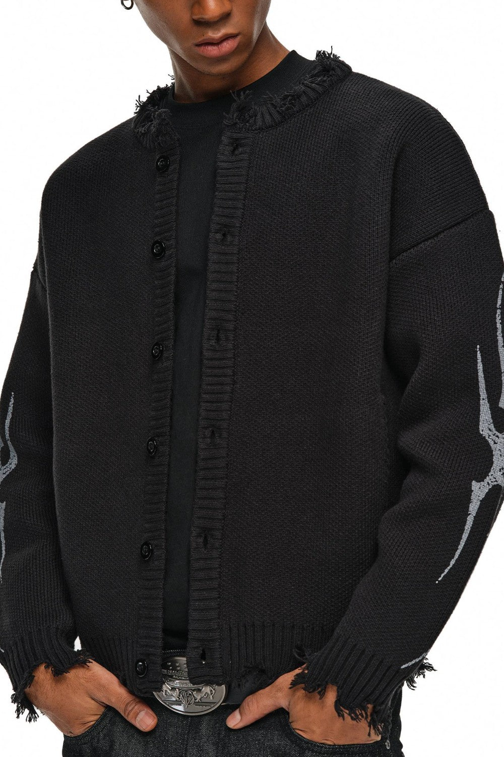 Frayed Drift Knit Cardigan