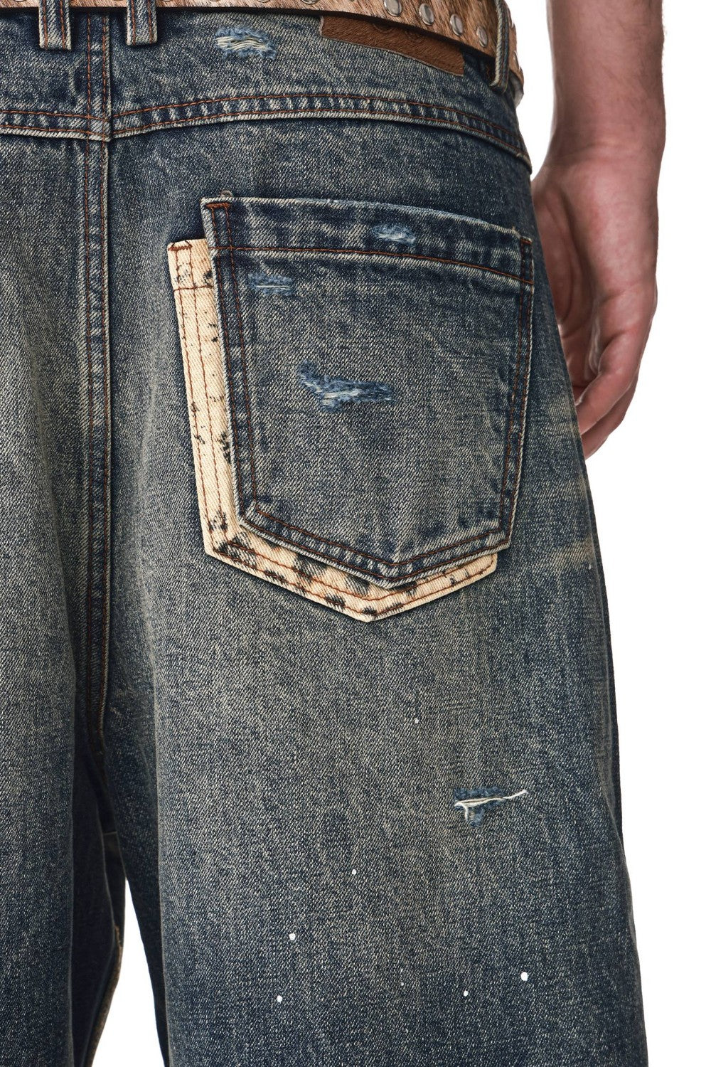 Ribbed Leopard Patch Jeans