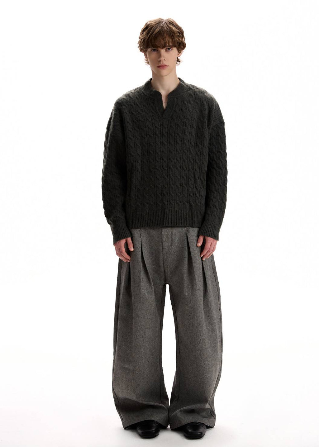 Cable Knit V-Neck Sweater
