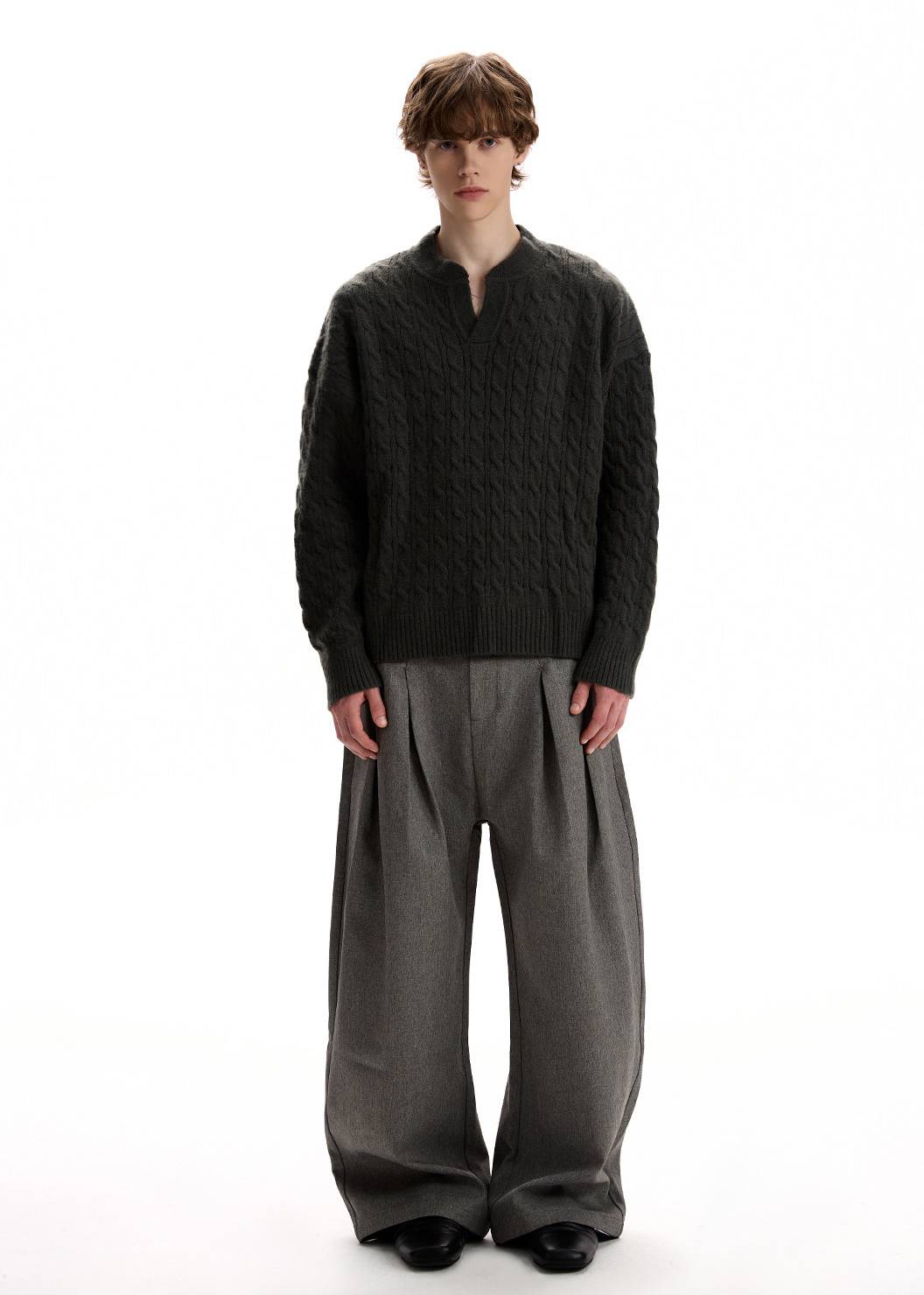 Cable Knit V-Neck Sweater