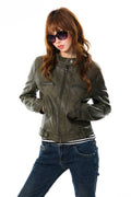Vintage Olive Moto Jacket